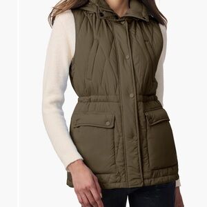 Bernardo  Quilted hooded Women's Vest olive color size L NEW